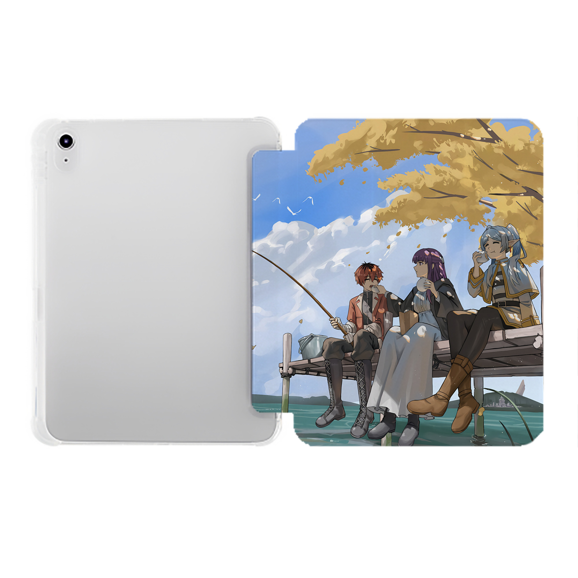 （画像用） 葬送のフリーレン Frieren IPad ケース ペン収納付き 三つ折りスタンド PUレザー×シリコン 対応機種9.5/10.5/10.9インチ
